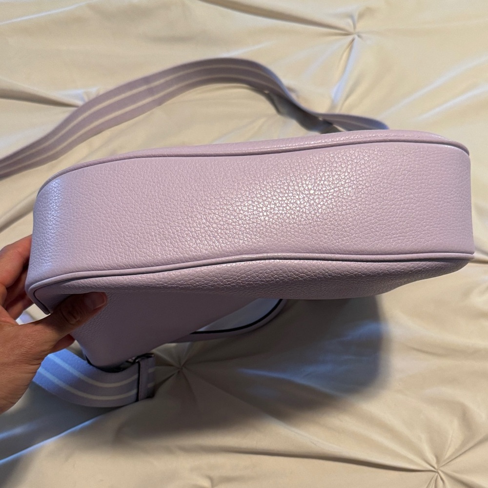 Kate Spade Lavender Pebbled Leather Crossbody with Striped Strap and Coin Pouch - Picture 2 of 10